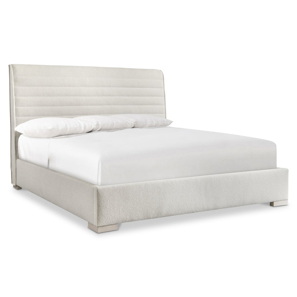Bernhardt Bernhardt Sereno Upholstered King Panel Bed With Channel Headboard, Exposed Wood Feet, Rustic Modern Charm K1945