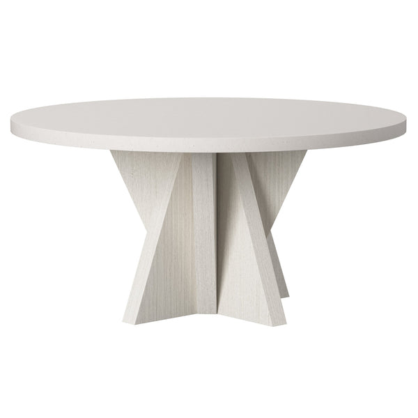 Bernhardt Bernhardt Stratum Sculptural Round Dining Table With Fossil Faux Stone Top & Origami Wood Base, Mist Finish K1892
