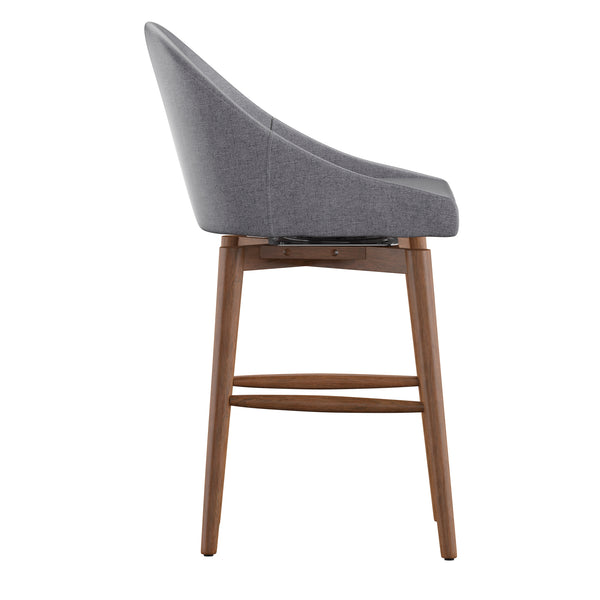 Homelegance By Top-Line Montague Mid-Century Wood Swivel Counter Height Stools (Set of 2) Grey Rubberwood