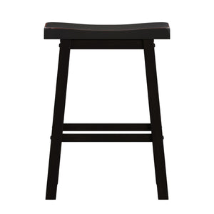 Homelegance By Top-Line Barrett Saddle Seat Counter Height Backless Stools (Set of 2) Black Rubberwood