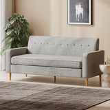 Christopher Knight Home® Mid-Century Modern 3-Seater Sofa with Button-Tufted Upholstery & Rubberwood Legs