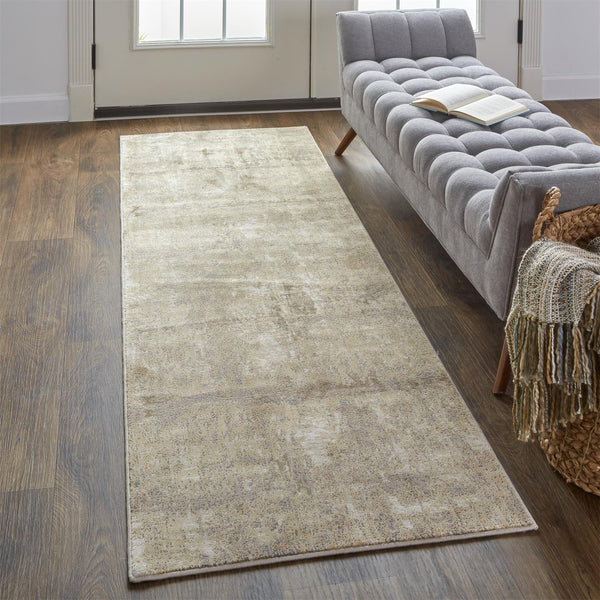 Feizy Rugs Prk3701f Parker Abstract Distressed Rug - Contemporary Viscose And Polyester Design For Modern Interiors Tan,Ivory,Brown Viscose,Polyester Prk3701fivygryi68