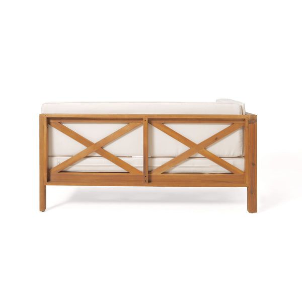 English Elm Brava Acacia Hardwood Outdoor Sectional Set with Cross-back Design and Weather-resistant Frame 57967-8BEI-64489BGE-64496.00