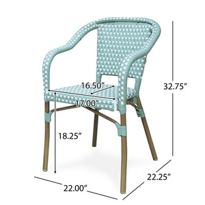 English Elm Bistro Chair Set of 2 French Country Woven Aluminum Outdoor Patio Seating Pair 72906.00LT