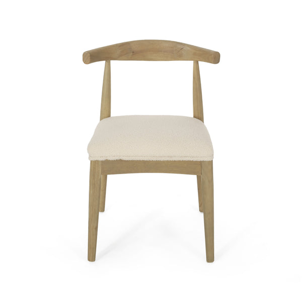 English Elm Dining Chair Set of Two Rubberwood Upholstered Seats Mid-century Modern Open Back Style Ivory 74526.00IVR