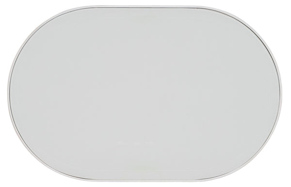 Hooker Furniture Melange Oval End Table With Beveled Glass Inset, White Textured Finish For Coastal & Modern Rooms 628-80580-02