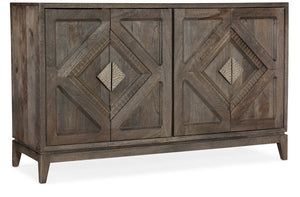 Hooker Furniture Commerce Mango Wood Carved Accent Chest With Raised Diamond Doors, Pewter Hardware, Rustic Storage Blend 7228-85015-85