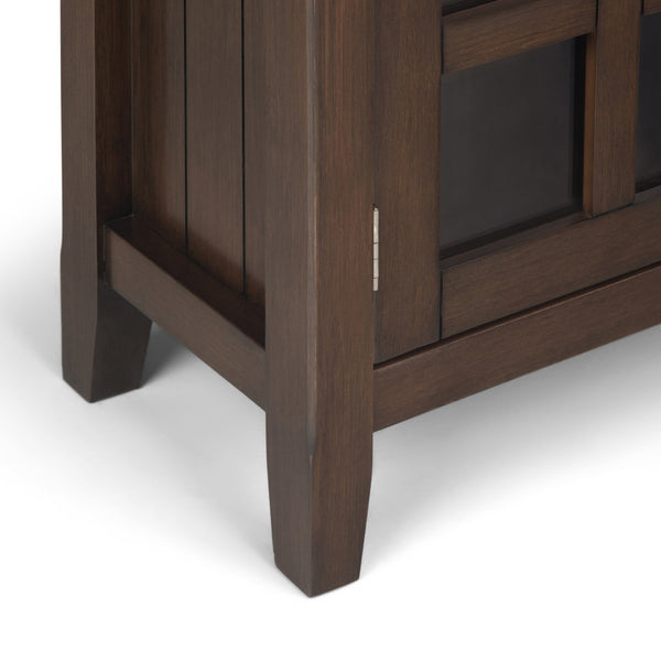 English Elm Acadian Entryway Storage Cabinet - Handcrafted Solid Wood In Natural Aged Brown With Glass Doors B136P159698
