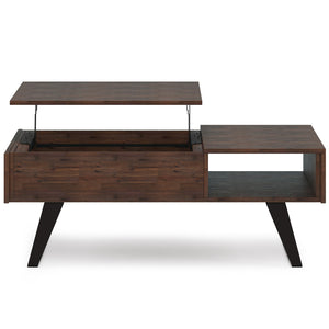 English Elm Lowry Lift Top Coffee Table - Distressed Charcoal Brown, Solid Acacia Wood, Modern Industrial Style B136P158846
