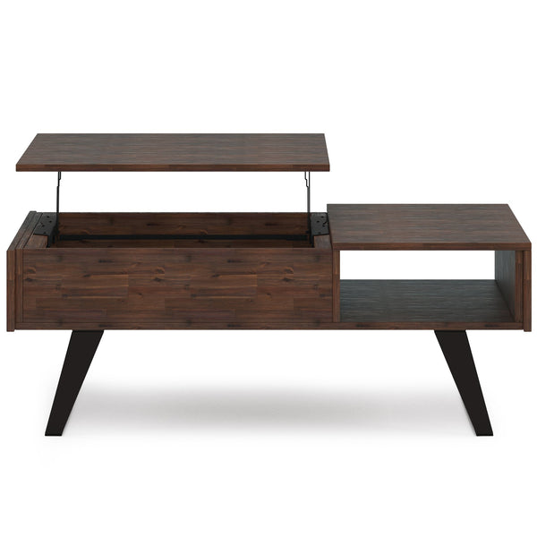 English Elm Lowry Lift Top Coffee Table - Distressed Charcoal Brown, Solid Acacia Wood, Modern Industrial Style B136P158846