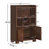 Christopher Knight Home® - Noble House - Monita Farmhouse Wooden 4 Bottle Wine Cabinet, Walnut and Dark Brown