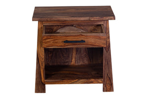 Porter Designs Kalispell Solid Sheesham Wood Nightstand With Hammered Metal Hardware & Craftsmanship Brown Wood 04-196-04-2439