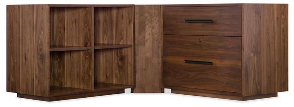 Hooker Furniture Elon Satin Walnut Lateral File With Locking Bottom Drawer, Dark Bronze Pulls, Pendaflex Ready 1650-10466-MWD
