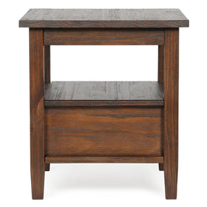 English Elm Warm Shaker Solid Wood 20" End Table With Hidden Storage In Distressed Charcoal For Modern Spaces B136P159702-GIGA