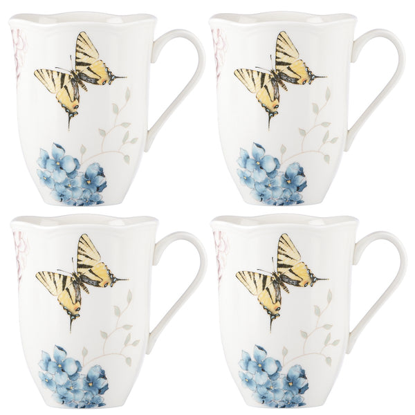 Lenox Butterfly Meadow Hydrangea 4-piece Mug Set Multi, WHITE PORCELAIN 869578