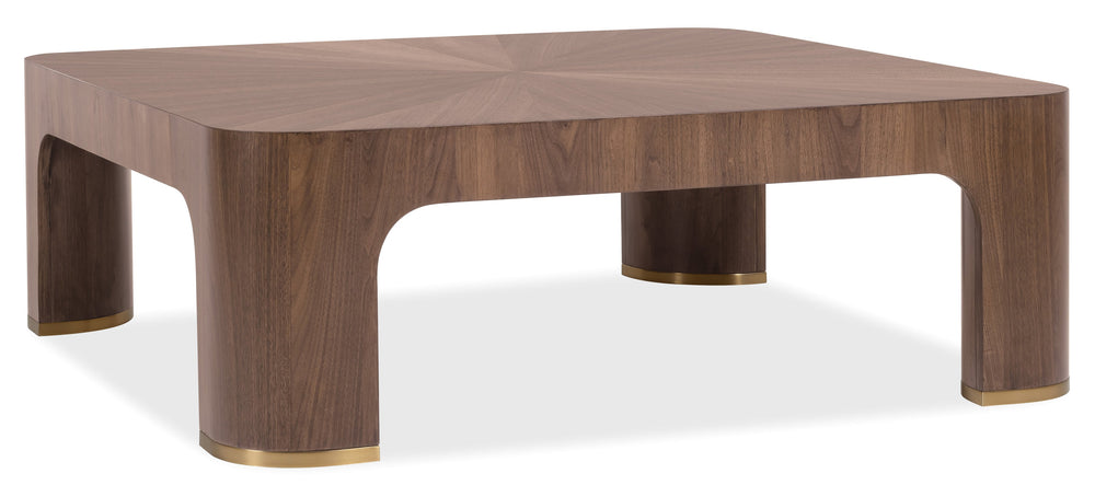 Hooker Furniture Eleana Square Walnut Veneer Cocktail Table with Bronze Accents for Modern Living 7252-80410-85