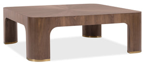Hooker Furniture Eleana Square Walnut Veneer Cocktail Table with Bronze Accents for Modern Living 7252-80410-85