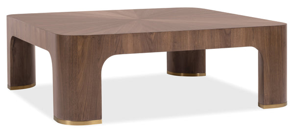 Hooker Furniture Eleana Square Walnut Veneer Cocktail Table with Bronze Accents for Modern Living 7252-80410-85