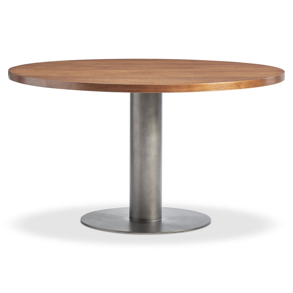 Bernhardt Bernhardt Brasea Solid Suar Wood Round Dining Table with Steel Pedestal Base K2297