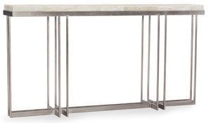 Hooker Furniture Melange Blaire Console Table With Natural Tumbled White Onyx Top & Pewter Metal Base For Modern Spaces 638-85327-WH