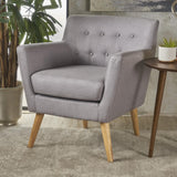 Christopher Knight Home® - Noble House - Meena Buttoned Mid Century Modern Light Grey Fabric Club Chair