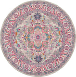 Nourison Passion PSN20 Machine Made Power-loomed Floral Border Indoor Only Bohemian  Rug Light Grey,Pink, Grey and Pink 100% Polypropylene 99446765215