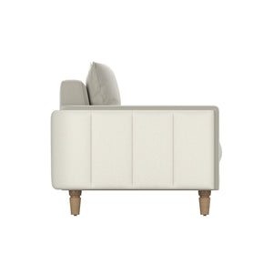 A.R.T. Furniture Barret Sofa - Luxurious Sand Velvet With Channeled Detailing And Sleek Track Arms For Modern Elegance Beige Inside, Velvet Sand Colored Polyester Fabric,Outback In Faux,Leather Parchement Colored Material 735501-5911