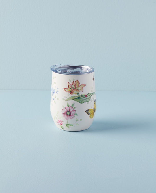 Lenox Butterfly Meadow Cream Stainless Steel Wine Tumbler Ivory, IVORY METAL 895737