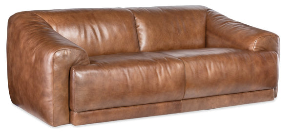 Hooker Furniture Maria Caramel Semi-Aniline Leather Two-Seat Sofa With Low-Profile Silhouette And Dark Wood Feet 43.00 L x 96.00W x 31.00H SS415-025-082
