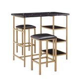 Homelegance By Top-Line Tosca Counter Height Metal Table Set with Faux Marble Top Gold Metal