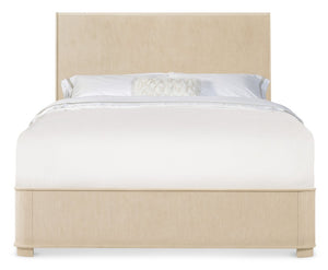 Hooker Furniture Westwood Queen Panel Bedframe With Polished Limestone Oak Veneer Finish, Minimalist Modern Design, Versatile Curved Footboard 89.00 L x 65.00W x 60.00H 6133-90250-80
