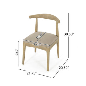 English Elm Dining Chair Set of Two Rubberwood Upholstered Seats Mid-century Modern Open Back Style Linen 74526.00PEBLN