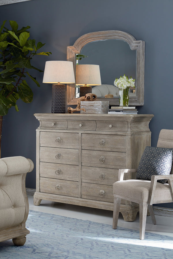 A.R.T. Furniture Summer Creek Light Keeper’S Dresser - Distressed Oak Finish With 11 Drawers & Artisanal Details Gray, Gray Flakey Cathedral Oak Veneer,Parawood Solids 251131-1303