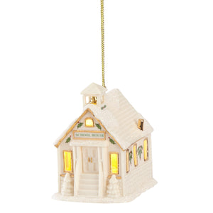 Lenox Christmas Village Schoolhouse Lighted Ornament Ivory, IVORY PORCELAIN 883293