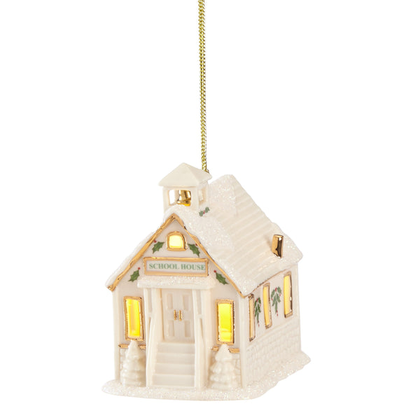 Lenox Christmas Village Schoolhouse Lighted Ornament Ivory, IVORY PORCELAIN 883293