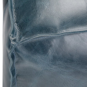 English Elm Manning Teal Square Pouf Ottoman - Handcrafted Genuine Buffalo Leather, Dense Fill, Versatile Accent Seat B136P159342