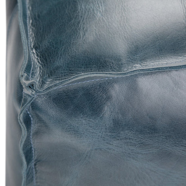 English Elm Manning Teal Square Pouf Ottoman - Handcrafted Genuine Buffalo Leather, Dense Fill, Versatile Accent Seat B136P159342