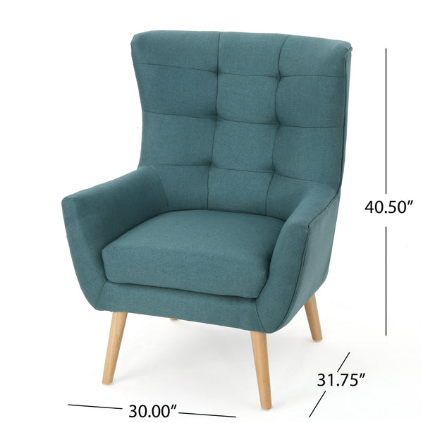 English Elm Club Chair Tufted Back Rubberwood Legs Mid-century Modern Accent Seat for Living Rooms 60751.00DTE