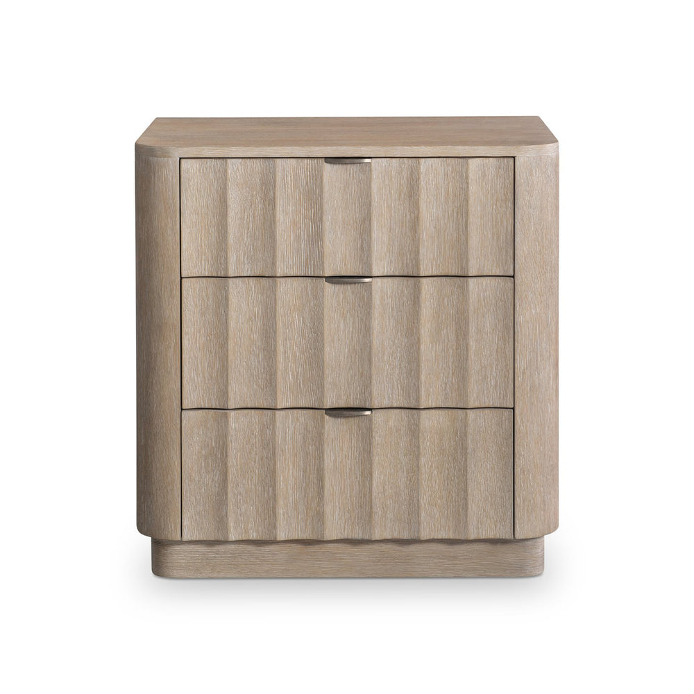 Bernhardt Bernhardt Loggia Nightstand With Fluted Drawers, Wire-Brushed Oak Aria Finish & Usb Charging Ports 345231