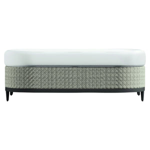 Bernhardt Bernhardt Captiva Oval Outdoor Ottoman — Herringbone Wicker, Plush Faux-Down Cushion, Weather-Resistant Comfort - Made to Order OP1100C