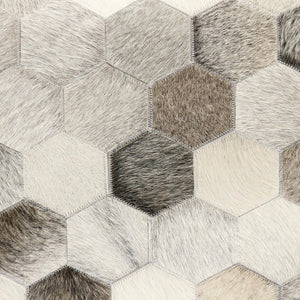 Pasargad Home Galaxy Cowhide Pouf Ottoman – Luxurious Silver/Grey Seating With Unique Zig-zag Design Silver Cowhide Ptpf-192