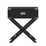 Homelegance By Top-Line Spencer X-Base Wood Accent Campaign Table Black Wood