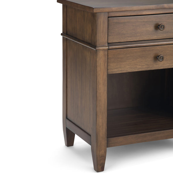 English Elm Carlton Rustic Natural Aged Brown Bedside Table - Handcrafted Storage Nightstand For Versatile Style B136P158141