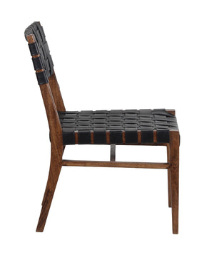 Porter Designs Porter Kier Leather-woven Dining Chairs Set Of 2 - Solid Mango Wood Frame, Brown Walnut Finish Brown Wood 07-108-02-8742