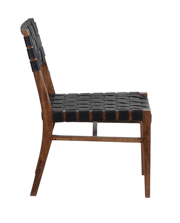 Porter Designs Porter Kier Leather-woven Dining Chairs Set Of 2 - Solid Mango Wood Frame, Brown Walnut Finish Brown Wood 07-108-02-8742
