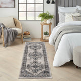 Nourison American Manor AMR02 Machine Made Power-loomed Narrow Border Indoor Only Farmhouse Rustic Rug Grey, Grey 83% Polypropylene,17% Polyester 99446882936