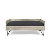 Christopher Knight Home® - Noble House - Bonneville Mid-Century Modern Pet Bed with Acacia Wood Frame, Light Gray and Gray