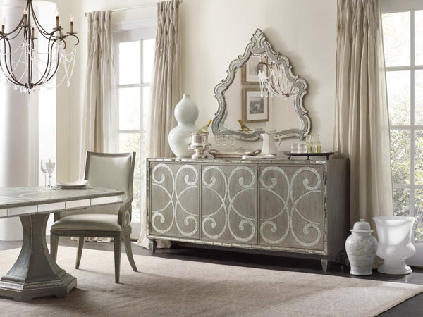 Hooker Furniture Sanctuary Greige Epoque Buffet & Media Console For 75" Tvs — Oak Veneer, Ventilated, Adjustable Storage 5603-75900-LTBR