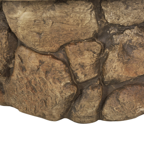English Elm 34" Outdoor Concrete Wood Burning Fire Pit with Rustic Stone Finish for Patio Gatherings 60655.00