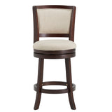 Homelegance By Top-Line Astin Upholstered Back Swivel Stool Beige Rubberwood